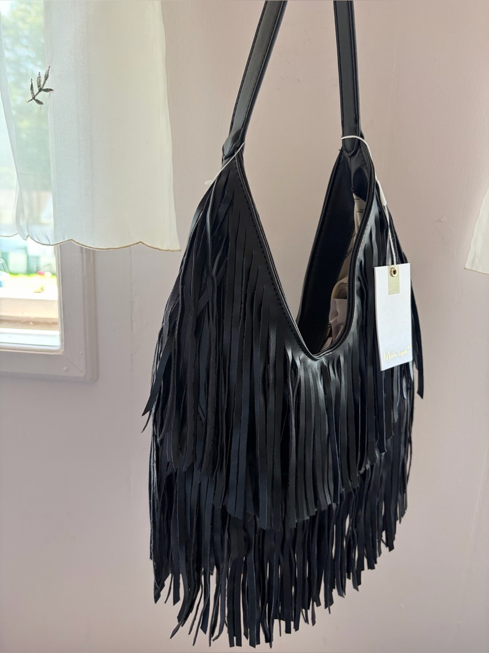 Moda Luxe Black Fringe Shoulder Bag